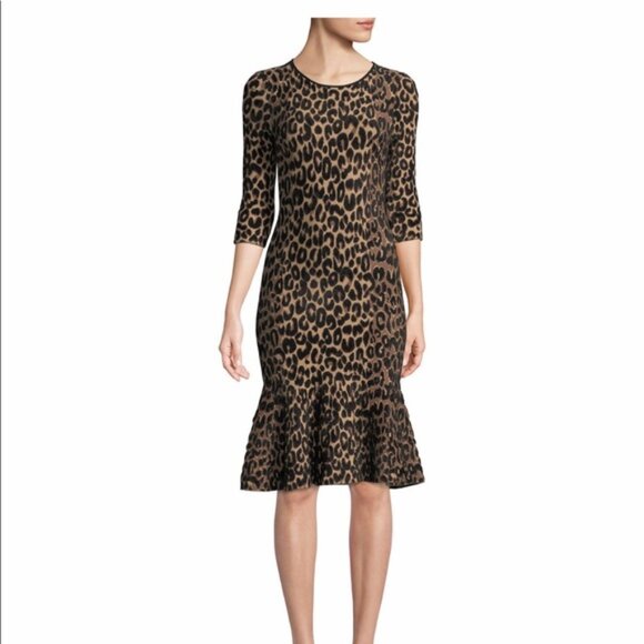Milly Textured Cheetah Mermaid Midi Dress Size XS / P - Picture 9 of 9